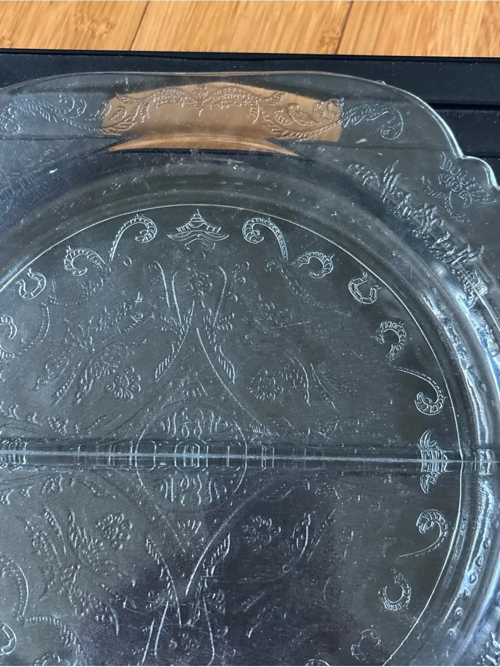 Clear Embossed Glass Serving Platter - Elegant Clear Design